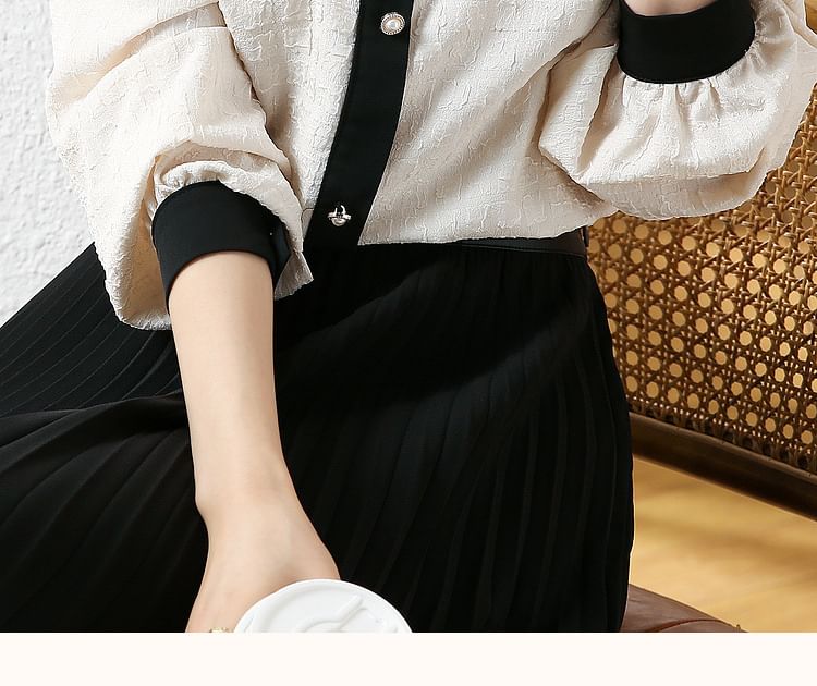 Bolgivy - 圓領配色邊襯衫