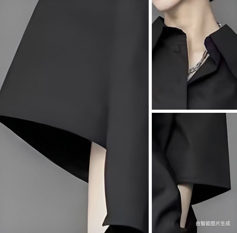 SIMPLE BLACK - 七分袖純色不對稱襯衫