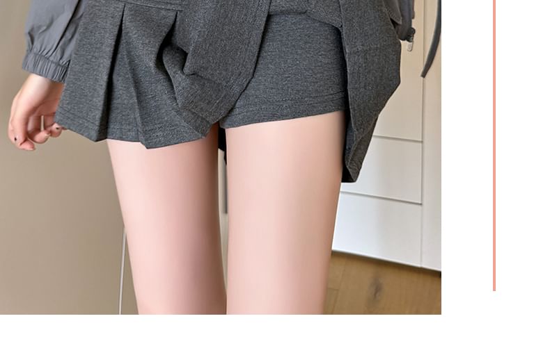 Mikiko - 中腰拼接風琴褶A字運動迷你裙連假兩件短褲