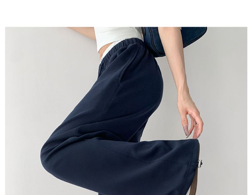Shira - 蕾絲拼接假高腰寬鬆運動褲