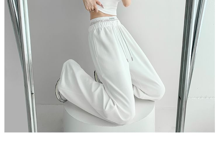 Shira - 蕾絲拼接假高腰寬鬆運動褲