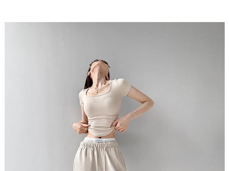 Shira - 蕾絲拼接假高腰寬鬆運動褲