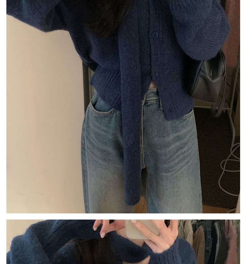 Ukiyo - 套裝: V領扣鈕開衫 + 圍巾