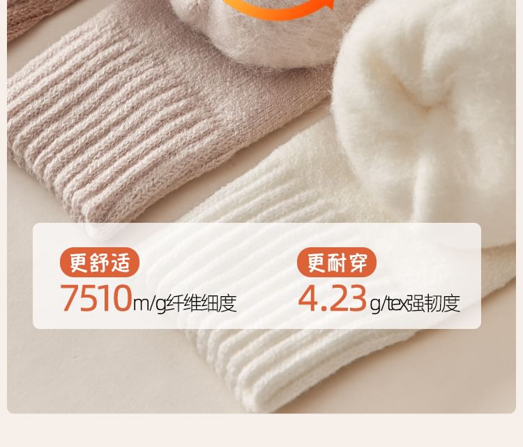 Mimiyu - 純色抓毛內襯短款襪子套裝