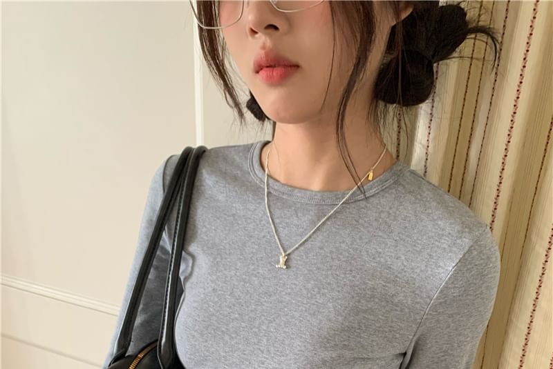 Beem - 長袖圓領純色T裇