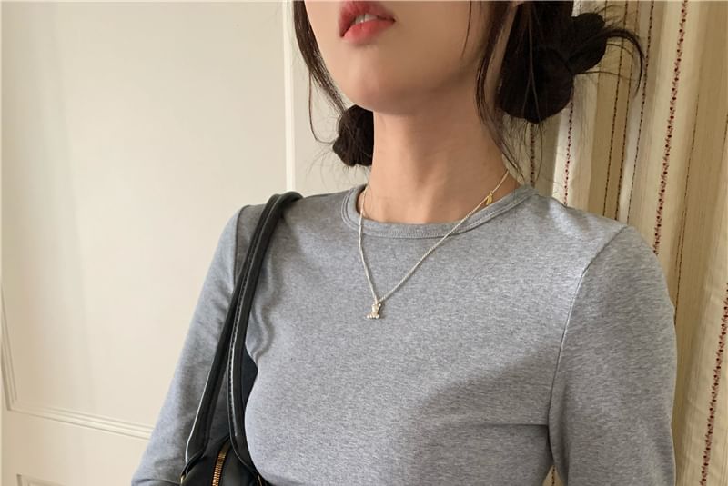 Beem - 長袖圓領純色T裇