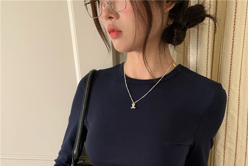 Beem - 長袖圓領純色T裇