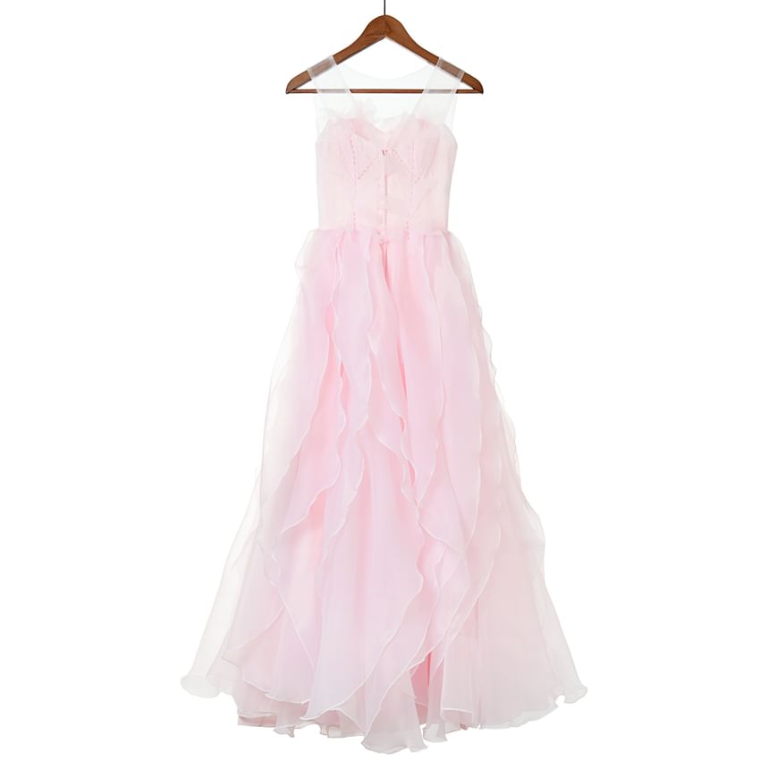 MSSBridal - 純色荷葉A字晚禮服
