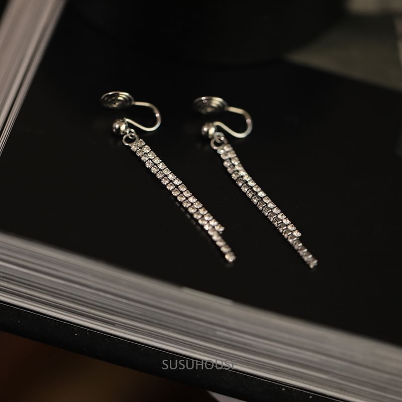 pexrl jewelry - 水鑽合金耳掛穿線耳環