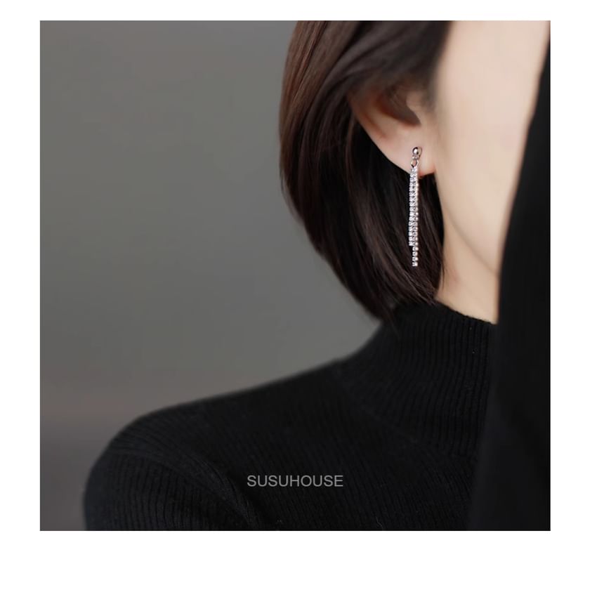pexrl jewelry - 水鑽合金耳掛穿線耳環