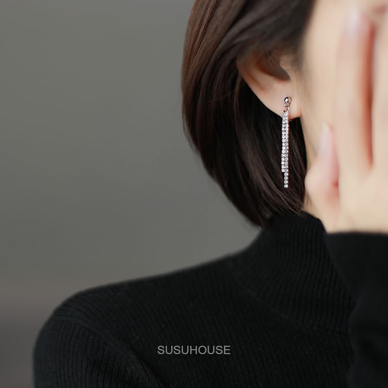 pexrl jewelry - 水鑽合金耳掛穿線耳環