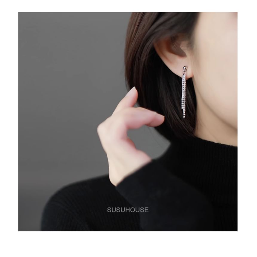 pexrl jewelry - 水鑽合金耳掛穿線耳環