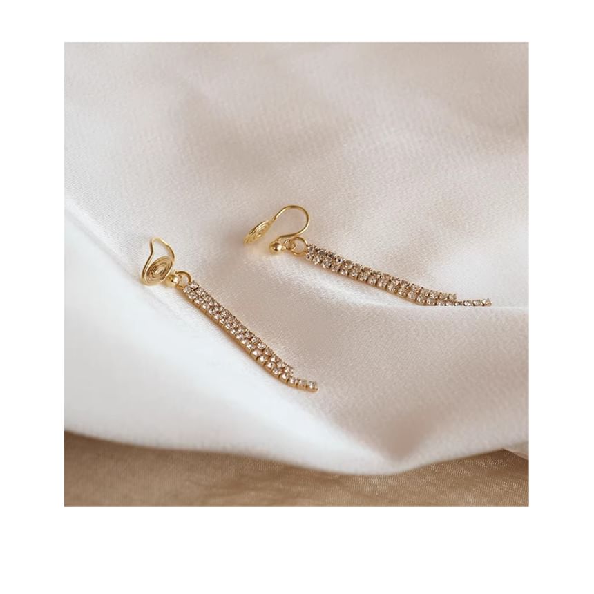 pexrl jewelry - 水鑽合金耳掛穿線耳環