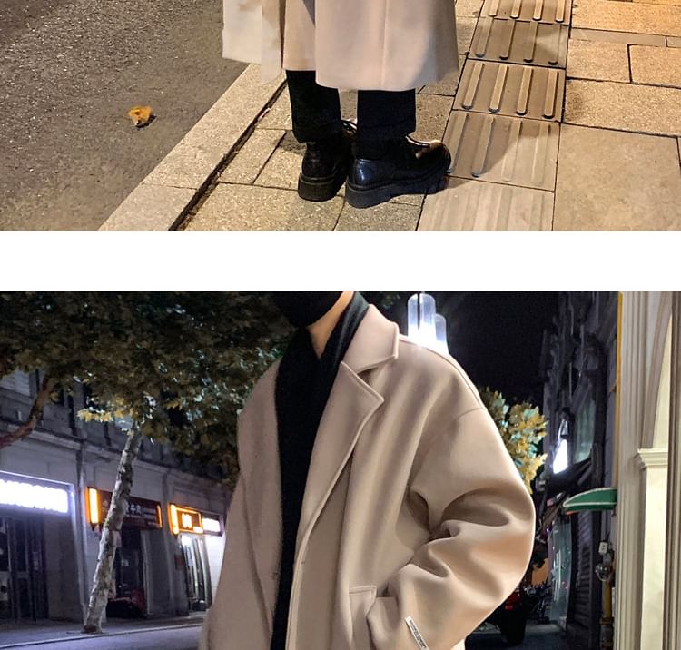 Omozando - 純色鈕扣前結帶中長大衣