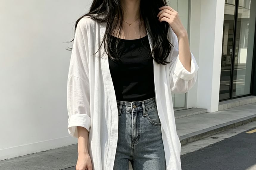 Yako - 長袖純色襯衫