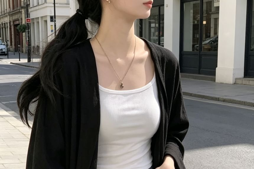 Yako - 長袖純色襯衫