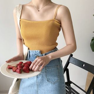 monroll-純色細肩帶上衣