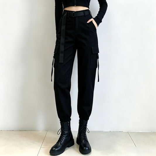 Miu B-高腰工裝束腳褲