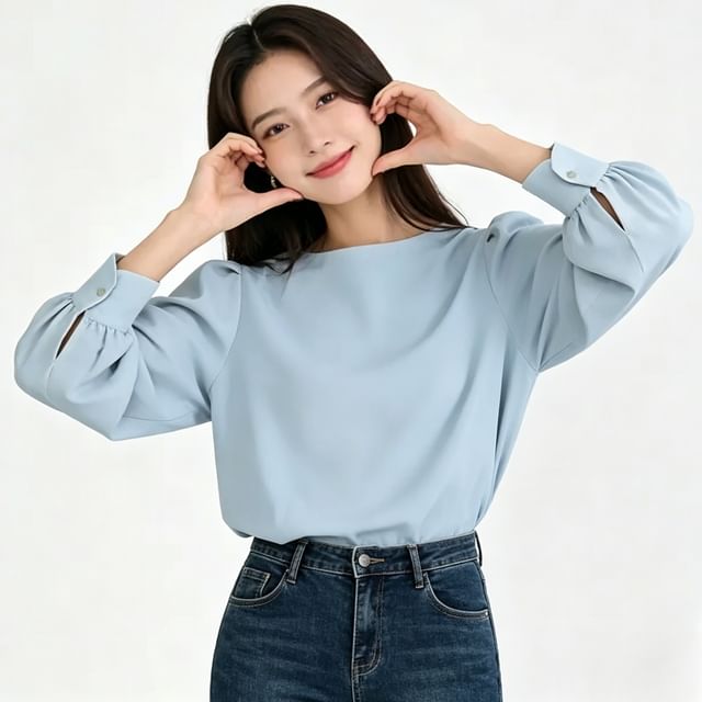 PINPI-長袖純色襯衫