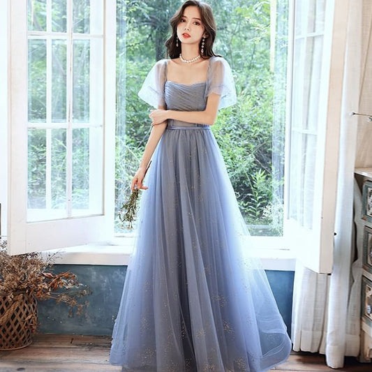 MSSBridal-短袖網紗A字晚禮服