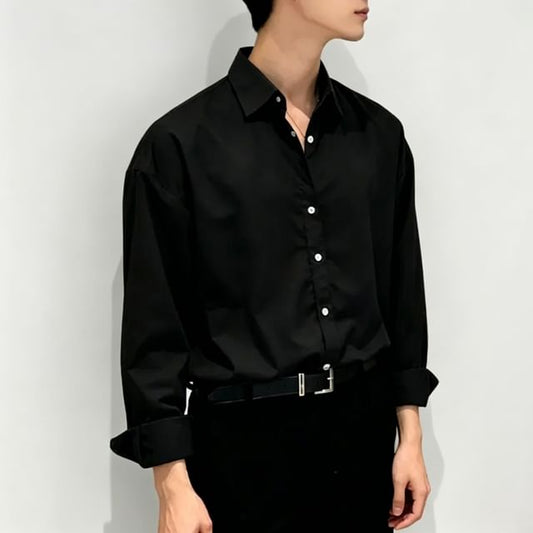 Savenne-長袖純色扣鈕襯衫