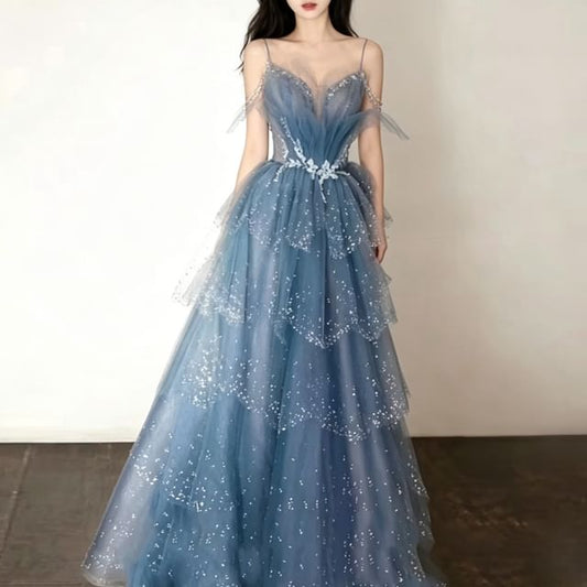 MSSBridal-細肩帶網紗A字晚禮服