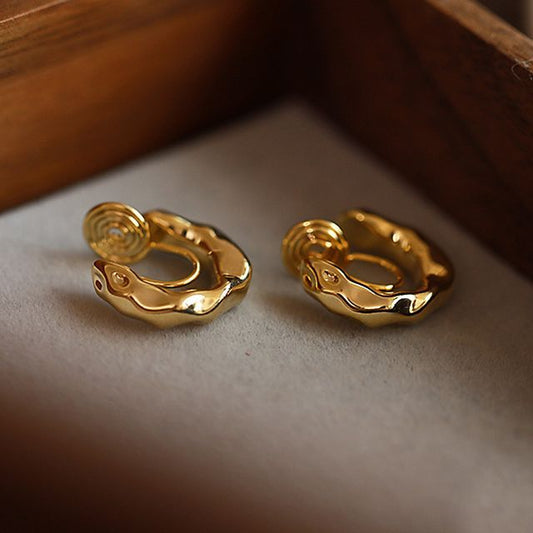 pexrl jewelry-不規則圈環耳環  夾式耳環