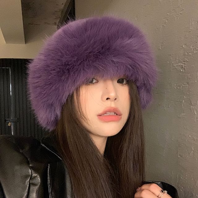 Frior-純色毛毛雪帽
