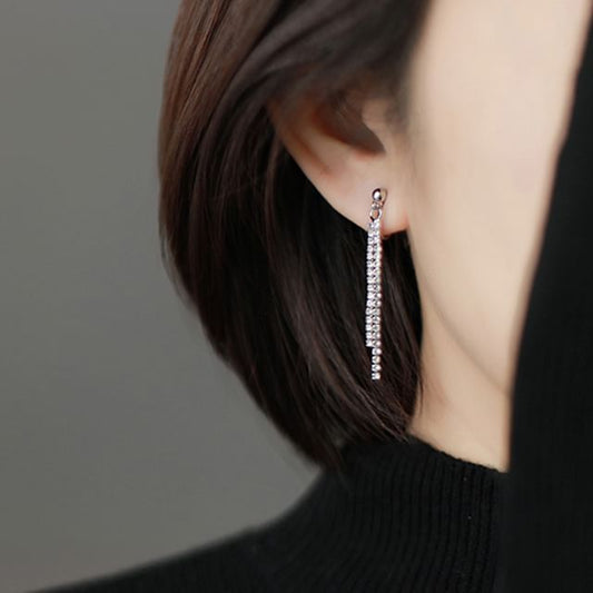 pexrl jewelry-水鑽合金耳掛穿線耳環